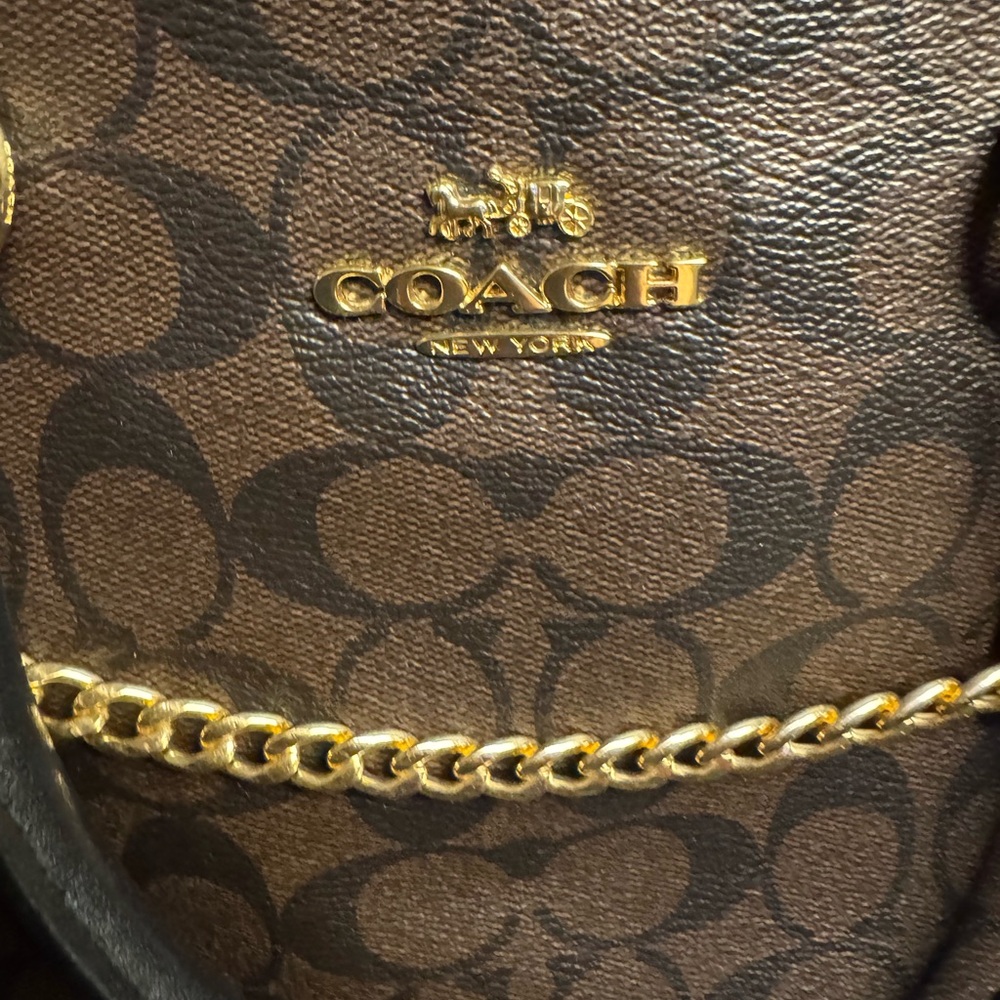 Coach Brown and Black Mia Satchel with Gold Accents - Picture 6 of 9